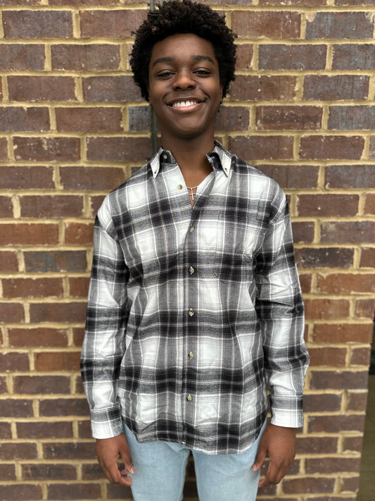 Black/Grey Plaid Flannel