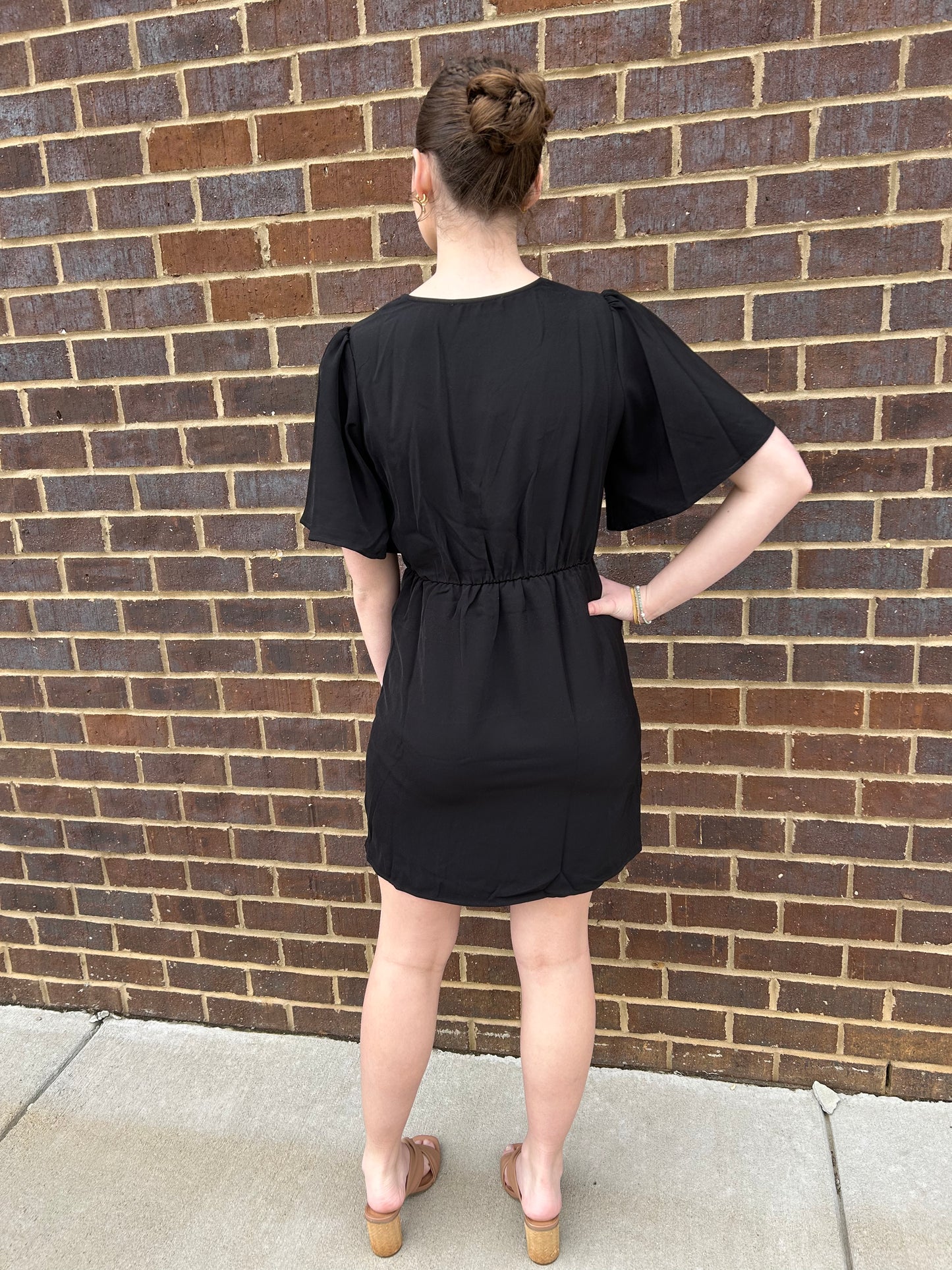 Black Ruffle Wrap Dress