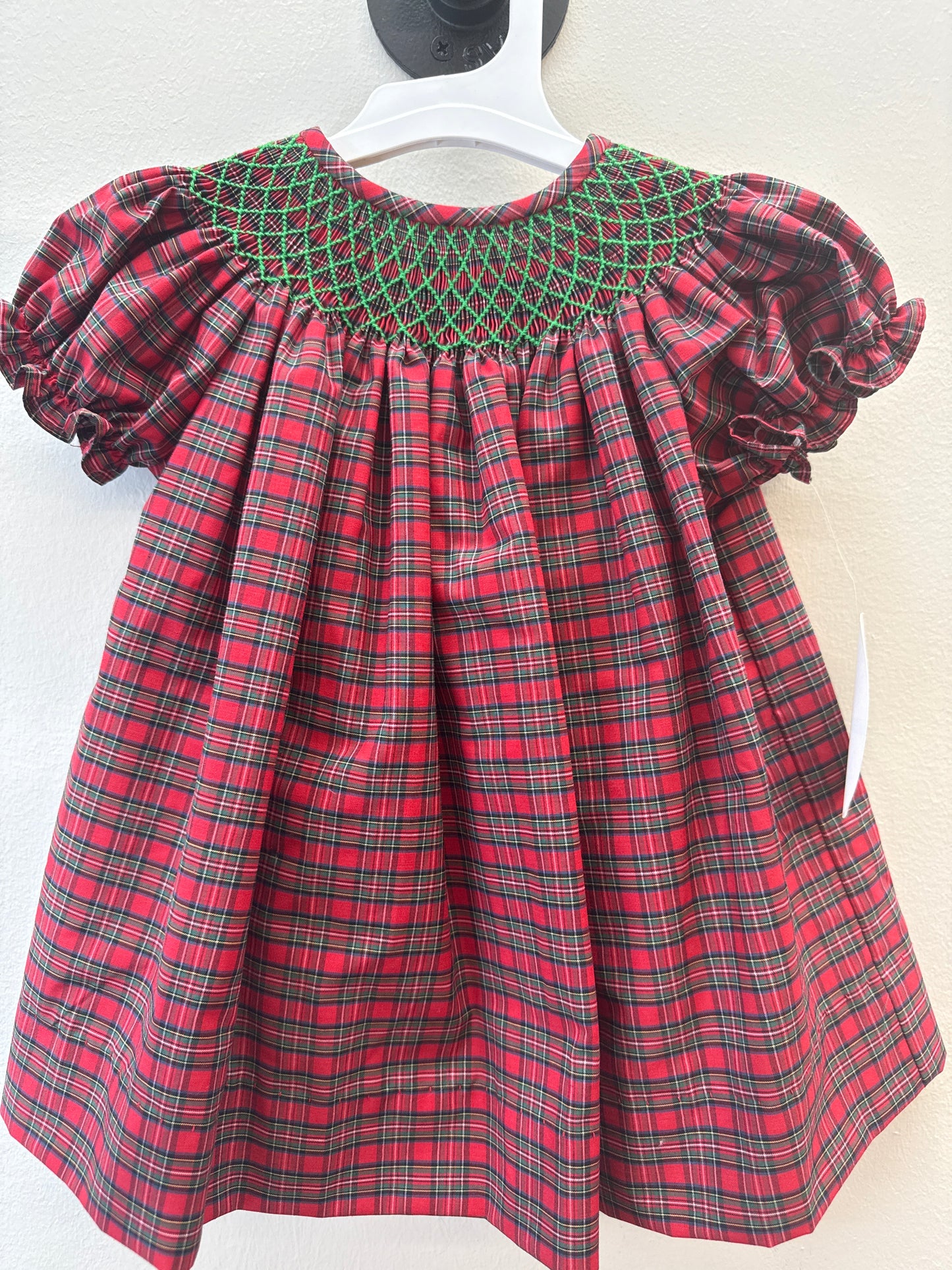 PK*0009 NWT Red/Green Plaid Smocked Dress - 6 months