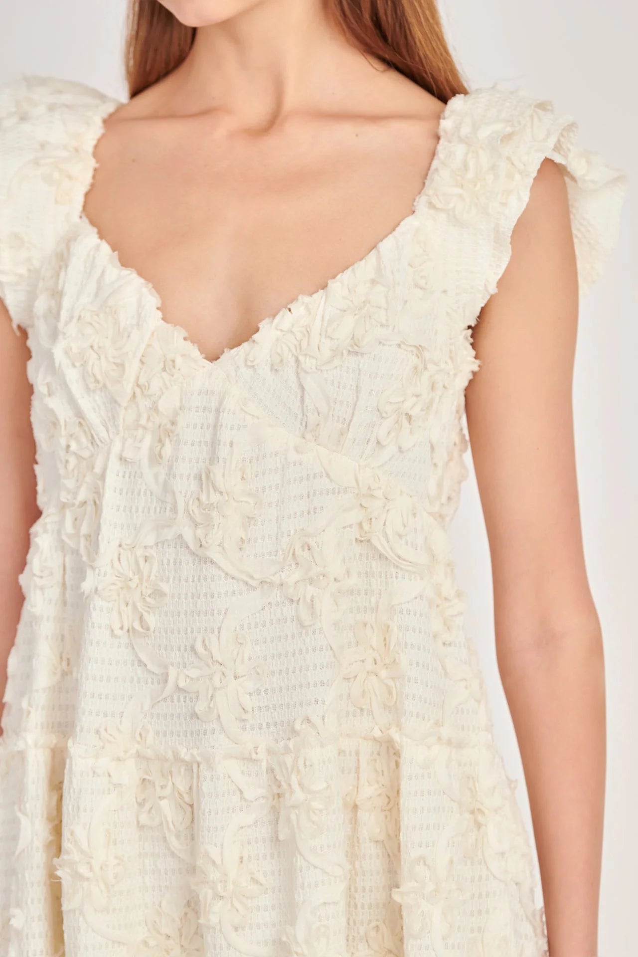 Ivory Ribbon Embroidered Maxi Dress