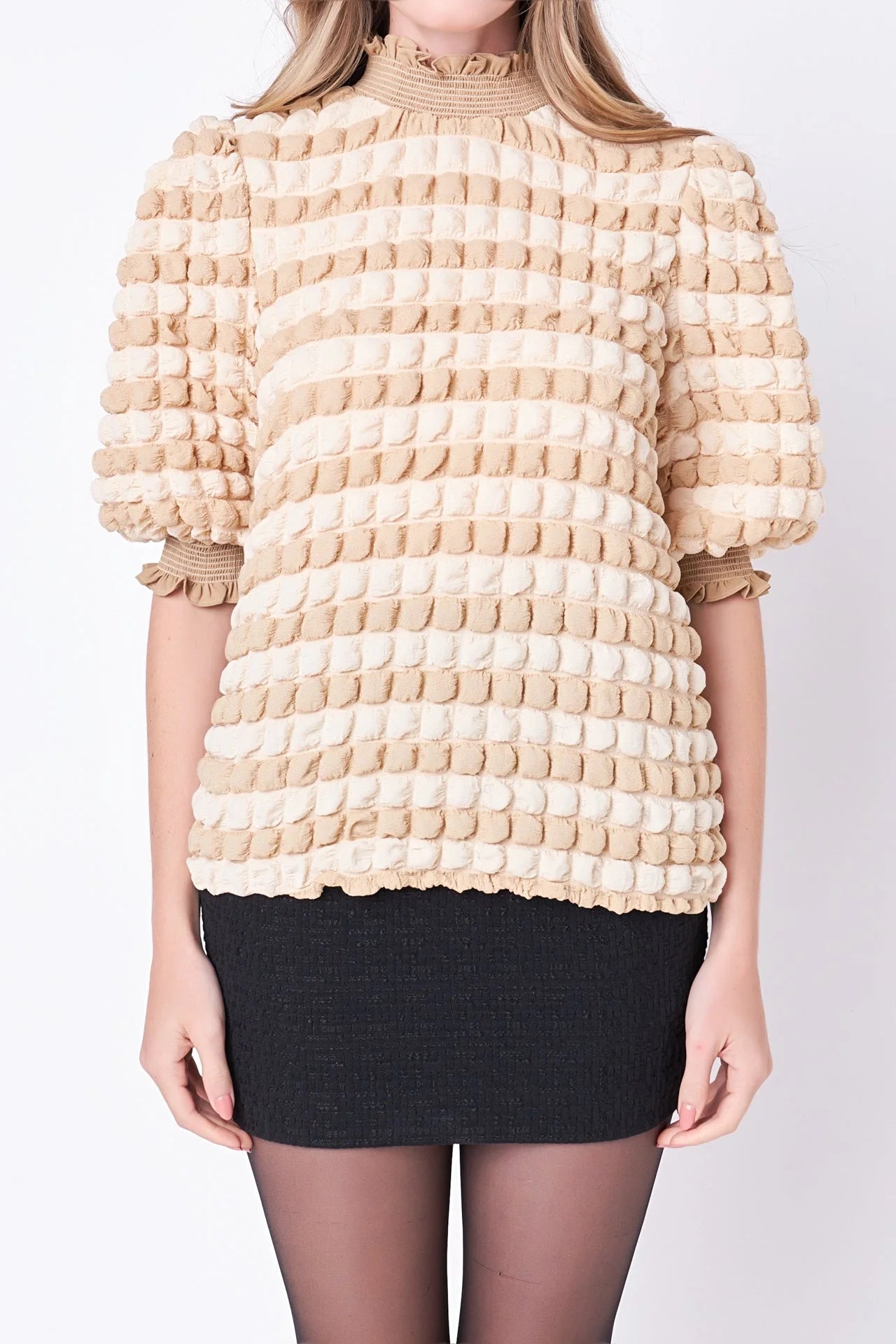 Textured Mock Neck Top