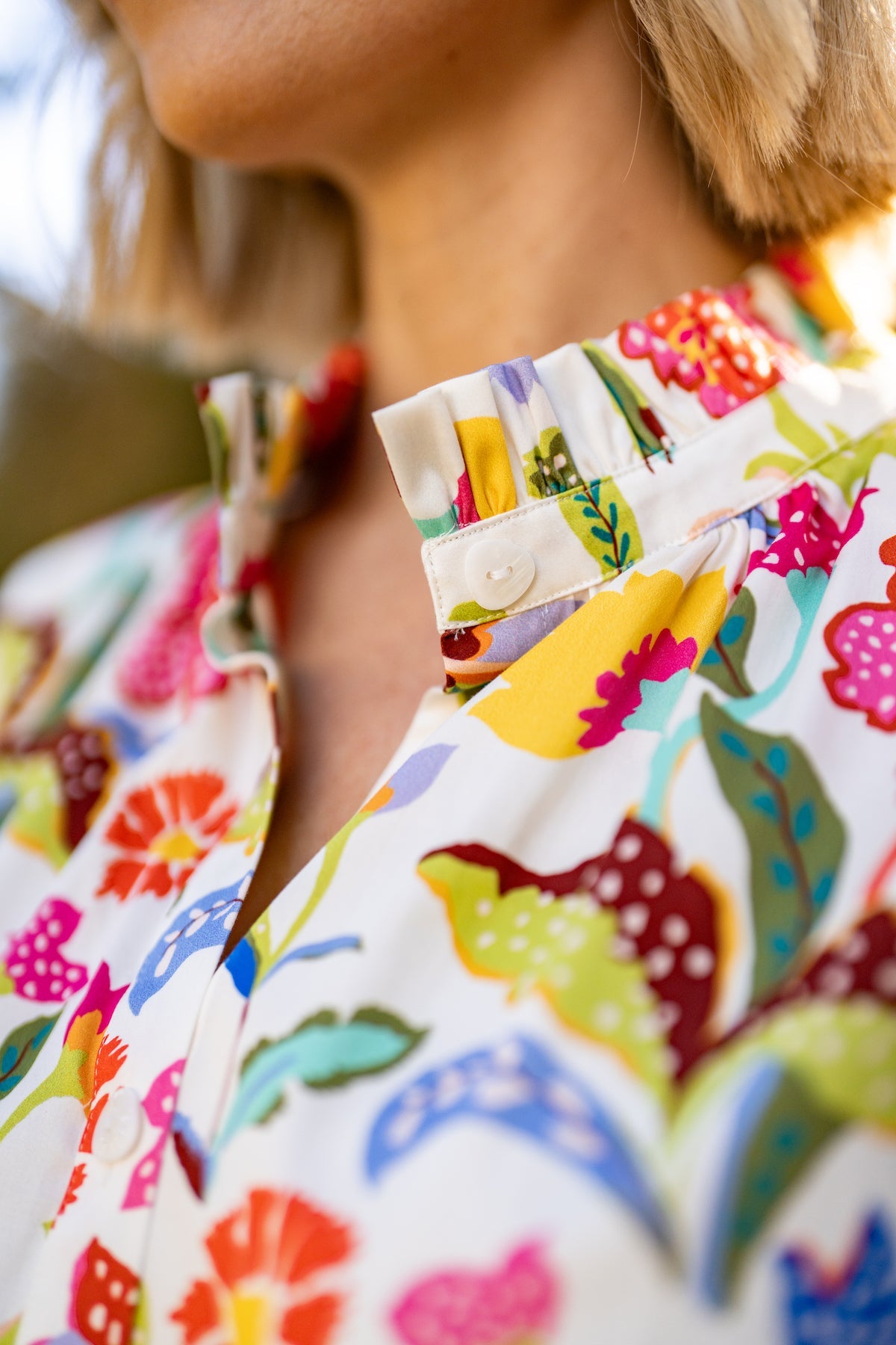 CROSBY Betts Dress - Botanical Garden White