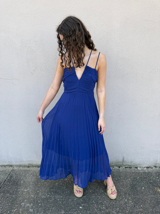 Royal Pleated Chiffon Dress