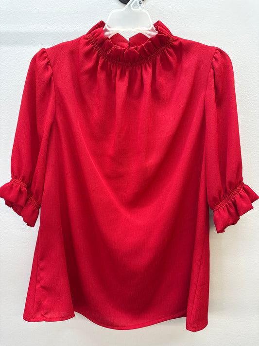 BL 0013 Red Quarter Sleeve Top - Small