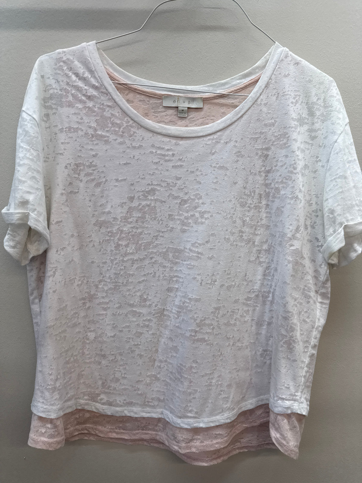 BL 0013 White/Blush Layered Top - Medium