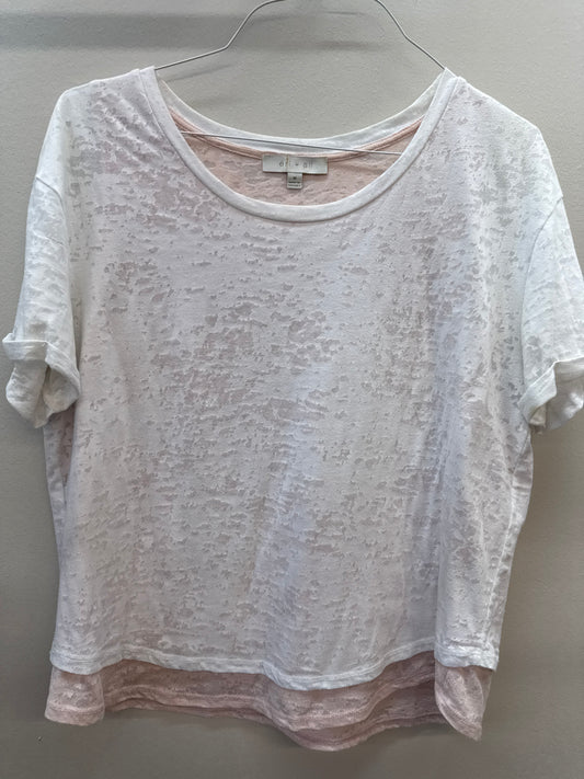 BL 0013 White/Blush Layered Top - Medium