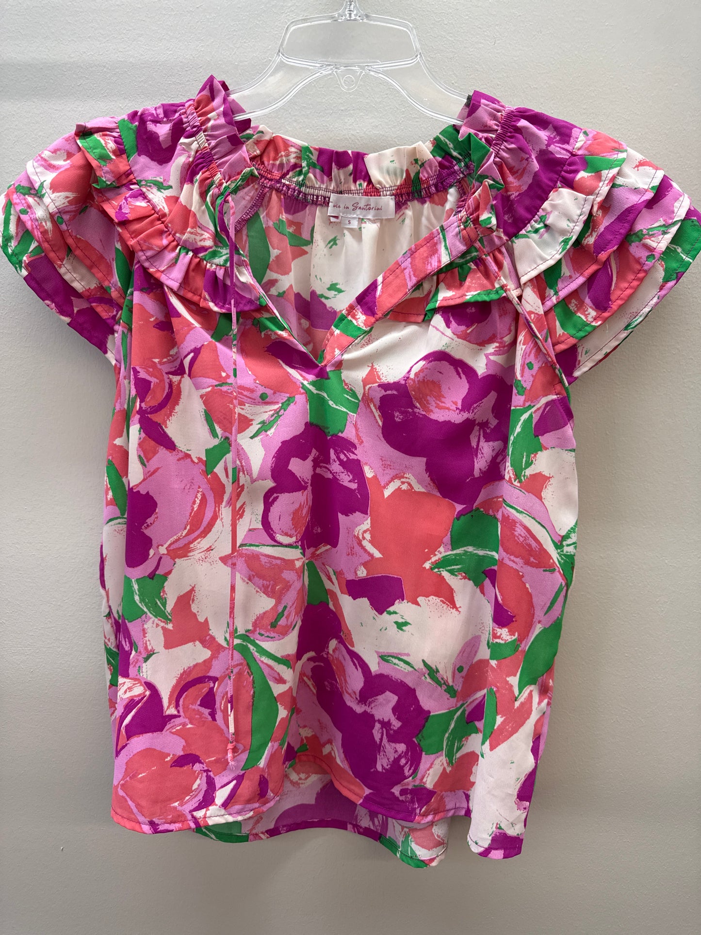 BL*0005 Meet me in Santorini Floral Top- Small