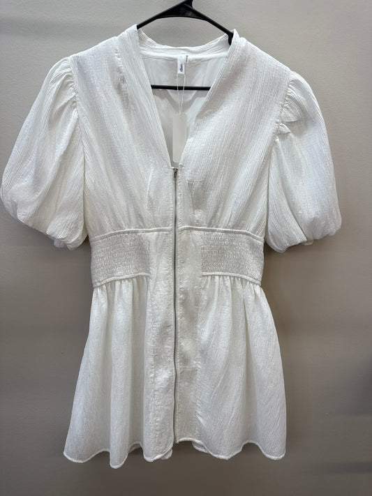 PK 0004 NWT Glam White Zip Dress - Large