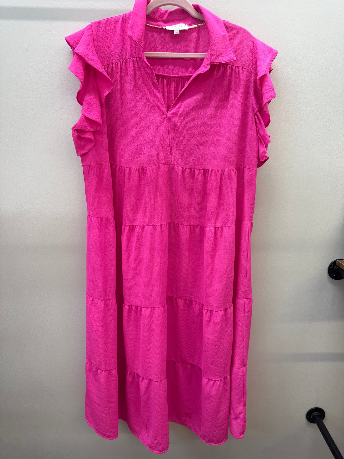 BL 0012 Umgee Pink Tiered Midi Dress - 2XL