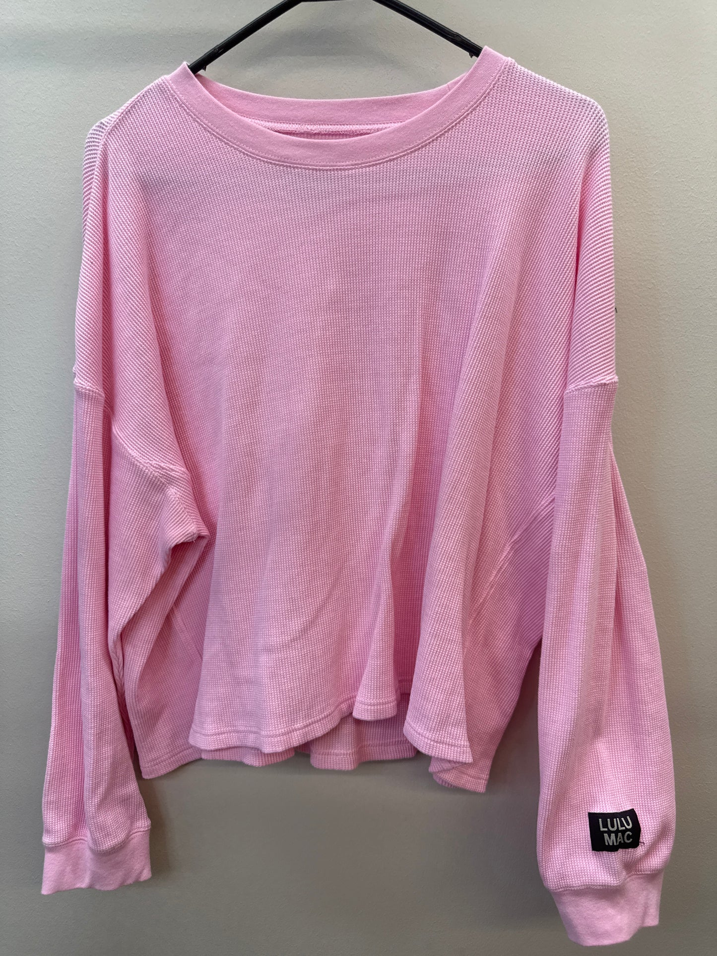PK 0004 Lulu Mac Pink Waffle Knit Top - Medium
