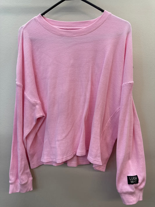 PK 0004 Lulu Mac Pink Waffle Knit Top - Medium