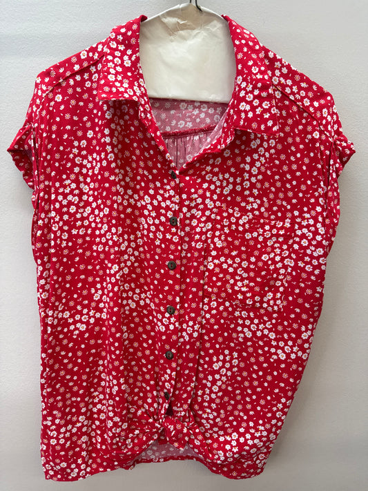 BL 0013 Red Flower Top - Large