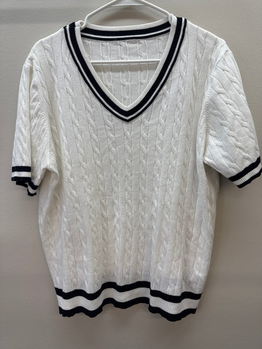 BL 0014 Short Sleeve Cable Sweater - 2XL