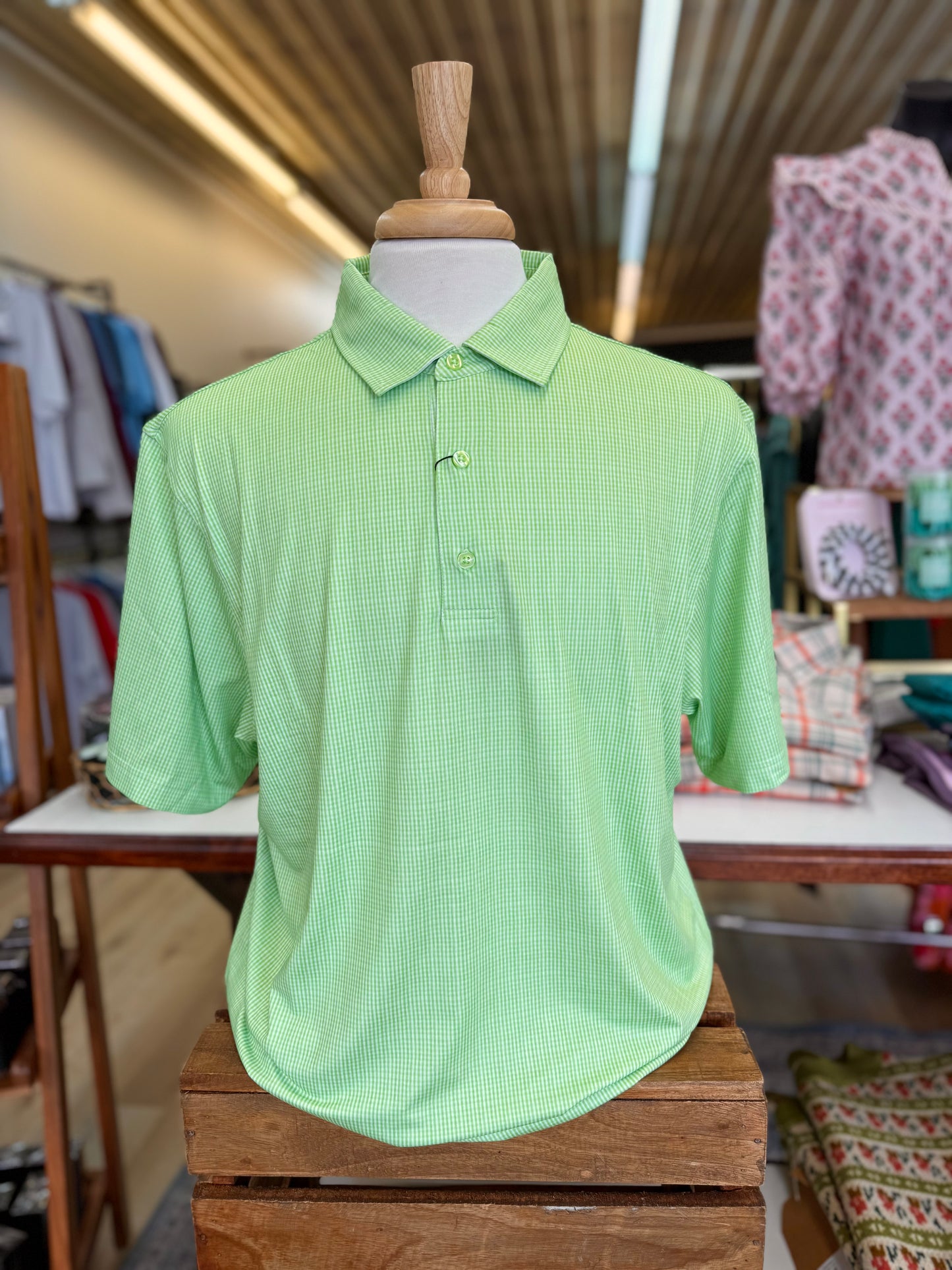Lime Gingham Polo
