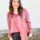 Rust Lurex Button-Up Top