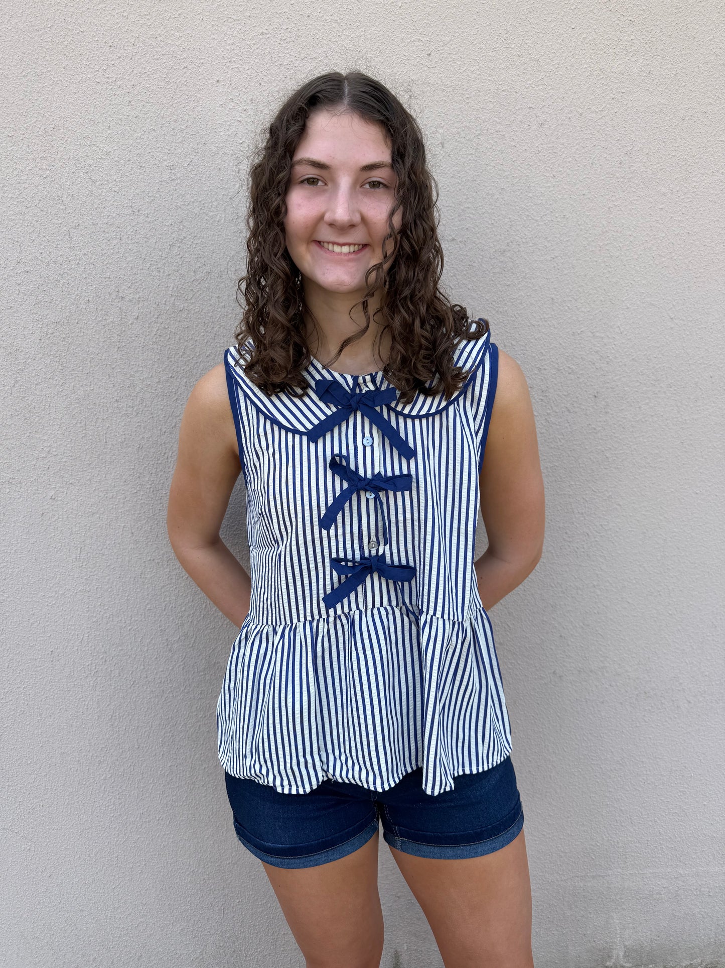 Navy Stripe Top