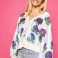 Queen of Sparkles Blue & White Stripe Hibiscus Cardigan