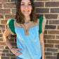 Blue Color Block Top