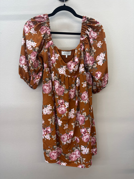 YW 0004 Brown Floral Dress - Small