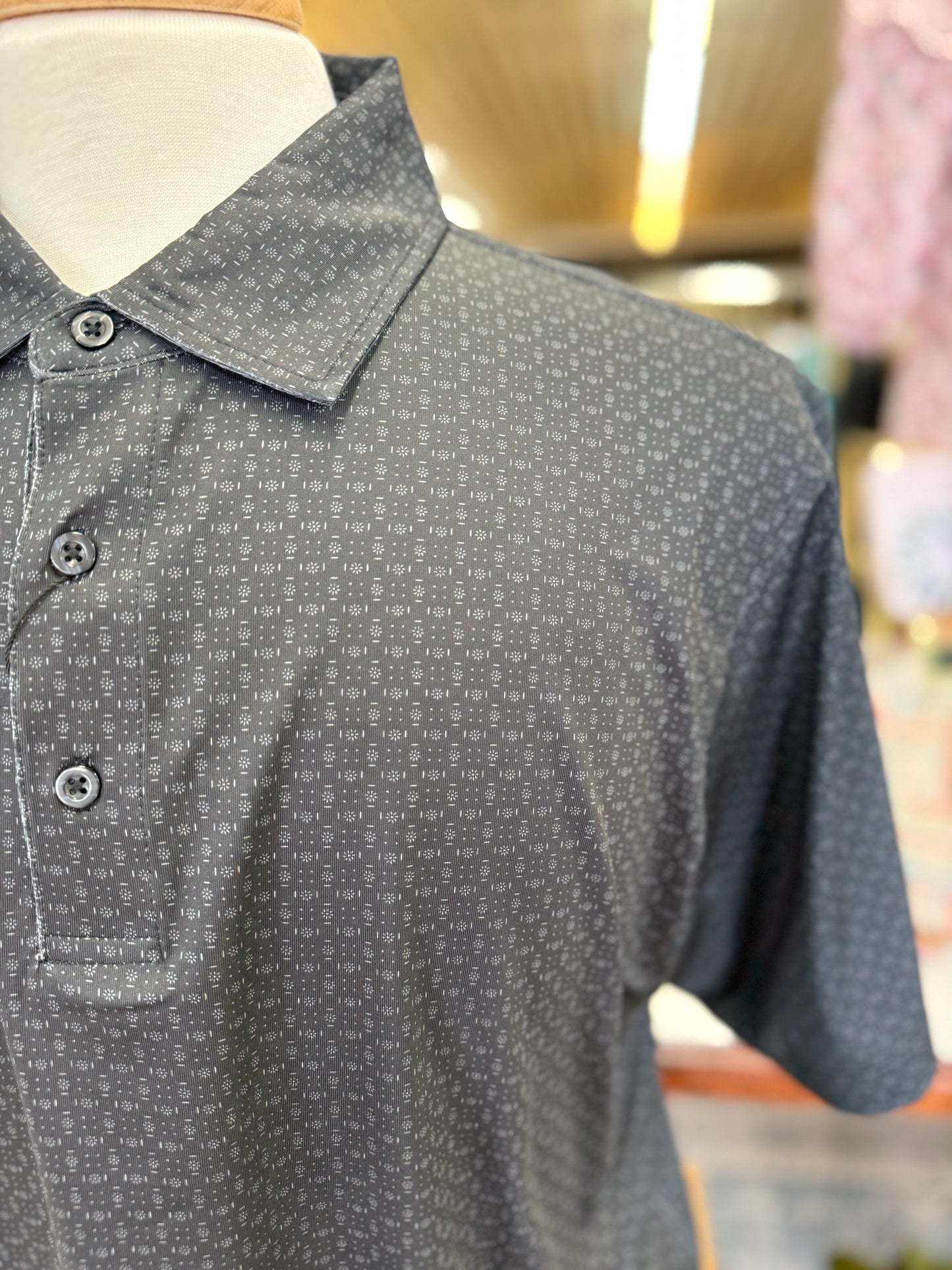 Black Geo Print Polo