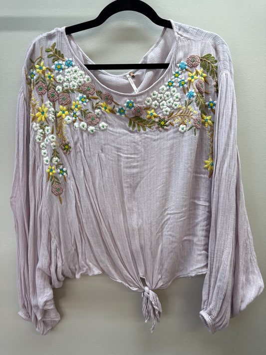 BL 0010 Free People Purple Flower Top - Medium