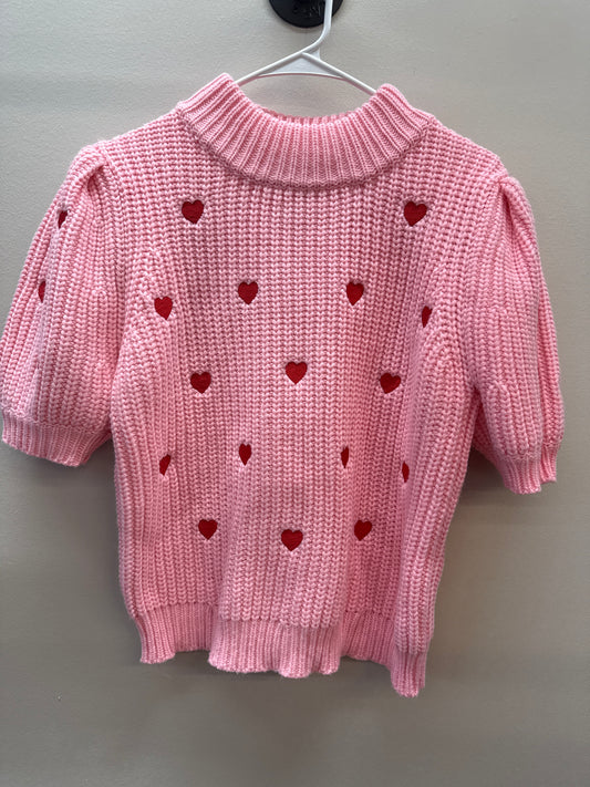 PUR 0002 English Factory Pink Heart Sweater - Large