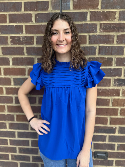 Ruffle Sleeve Pleated York Top