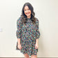 Floral Pintuck Long Sleeve Dress