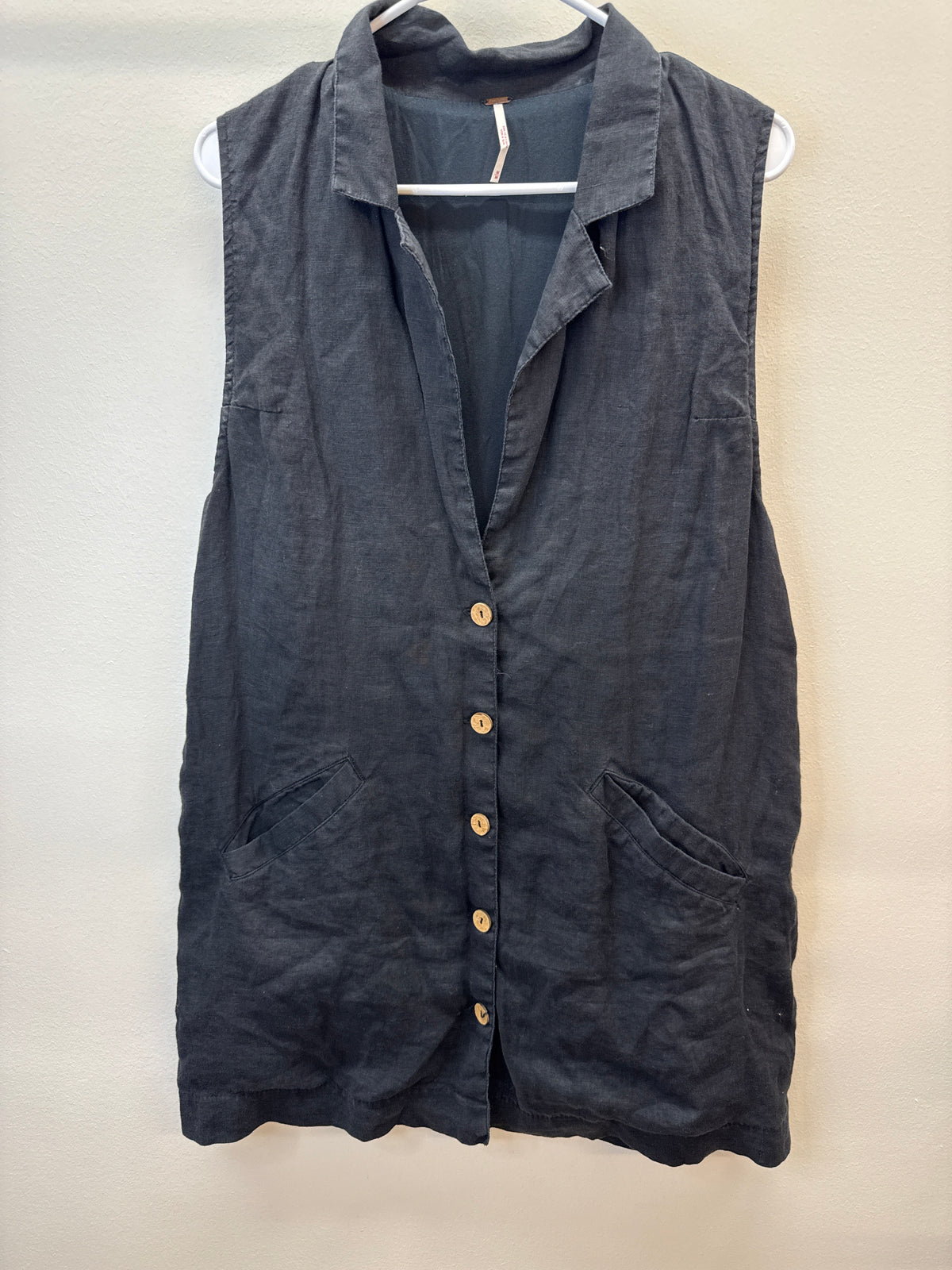 PK 0006 Free People Black Button Dress - Medium