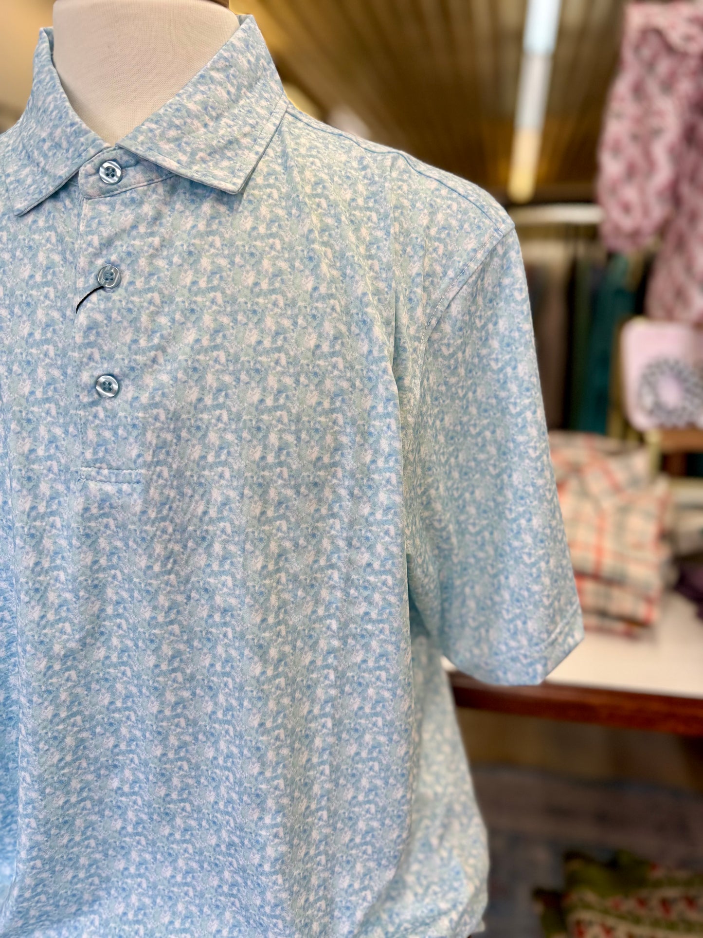 Blue Splash Print Polo