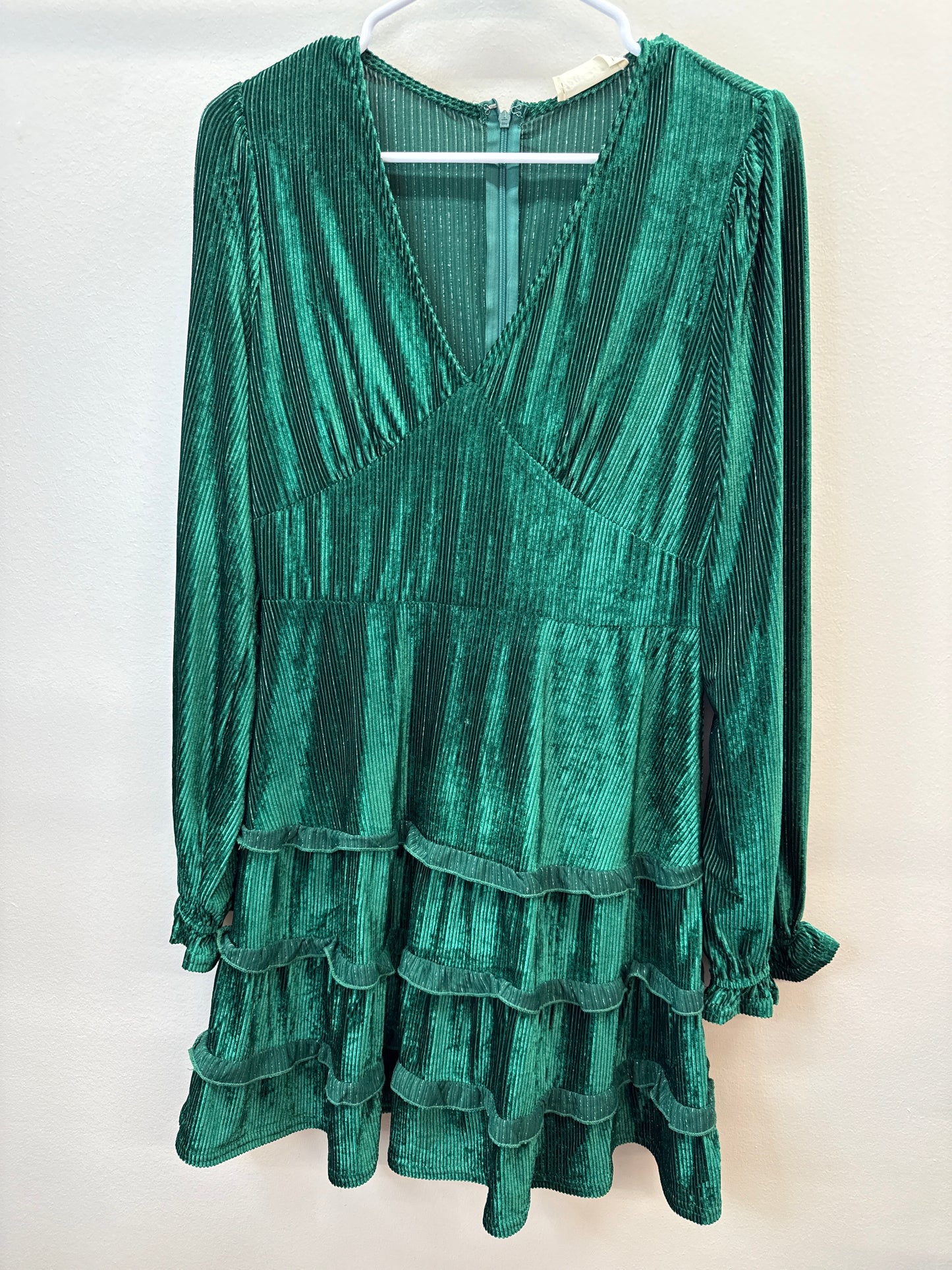 PK 0007 Green Velvet Dress - Medium
