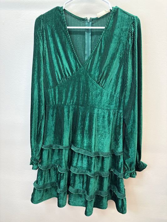 PK 0007 Green Velvet Dress - Medium
