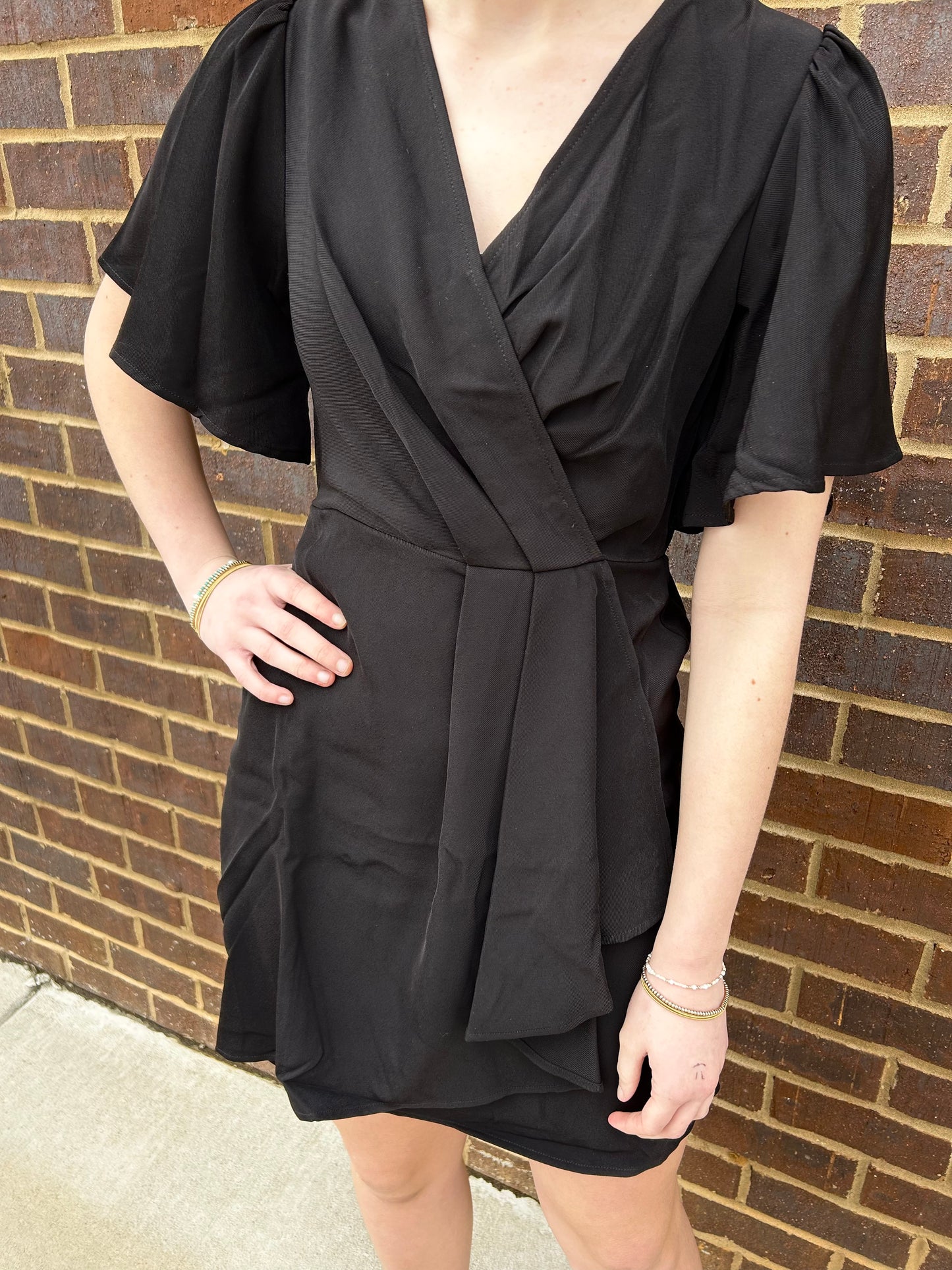 Black Ruffle Wrap Dress