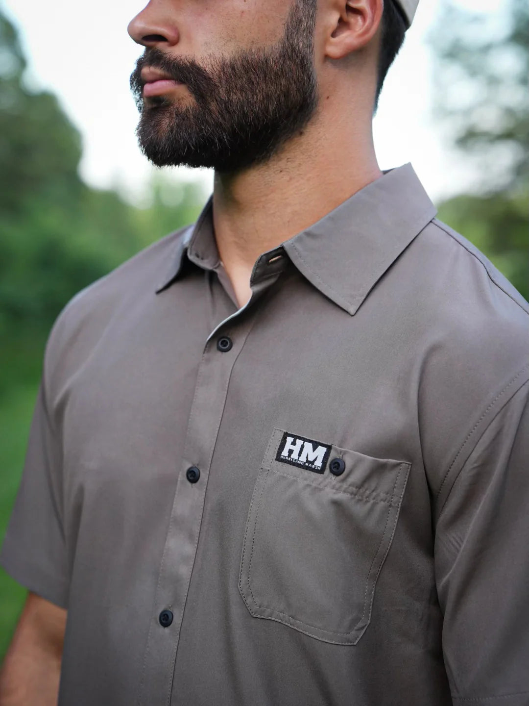 Earth Brown Button Up Performance Short Sleeve