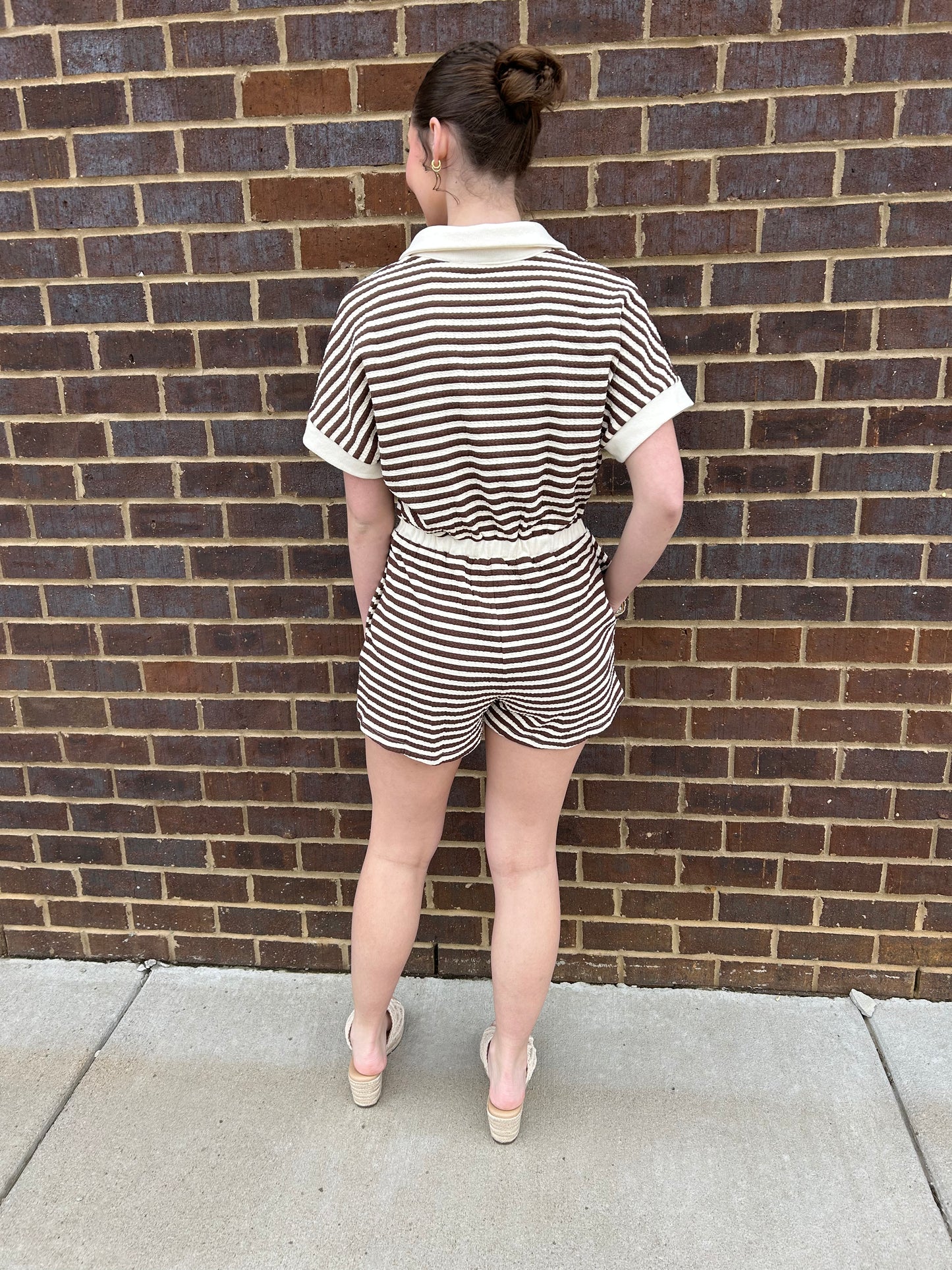 Brown Striped Romper