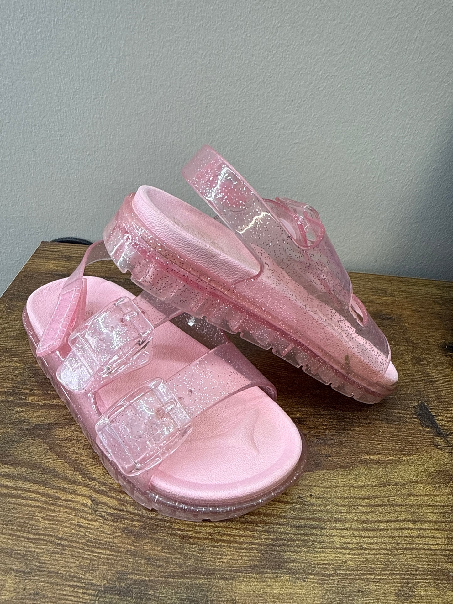 GR*0016 Mia Pink Sparkle Jelly Sandals - childs 8