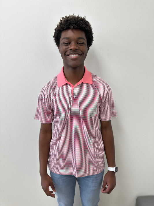 Rose Stripe Performance Polo