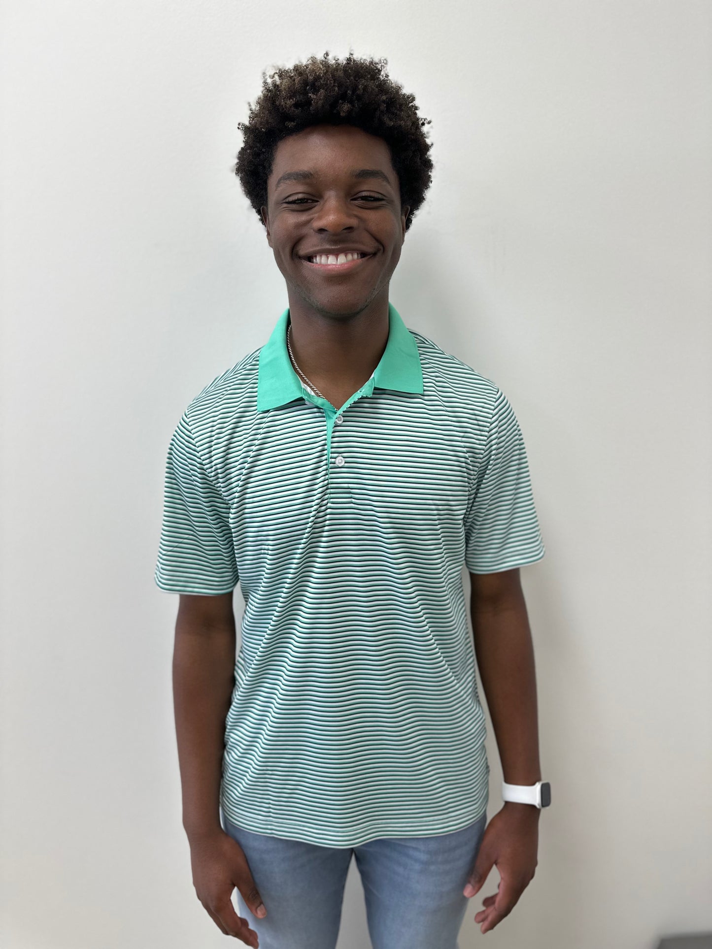 Green Stripe Performance Polo