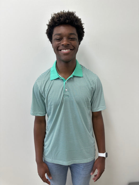 Green Stripe Performance Polo
