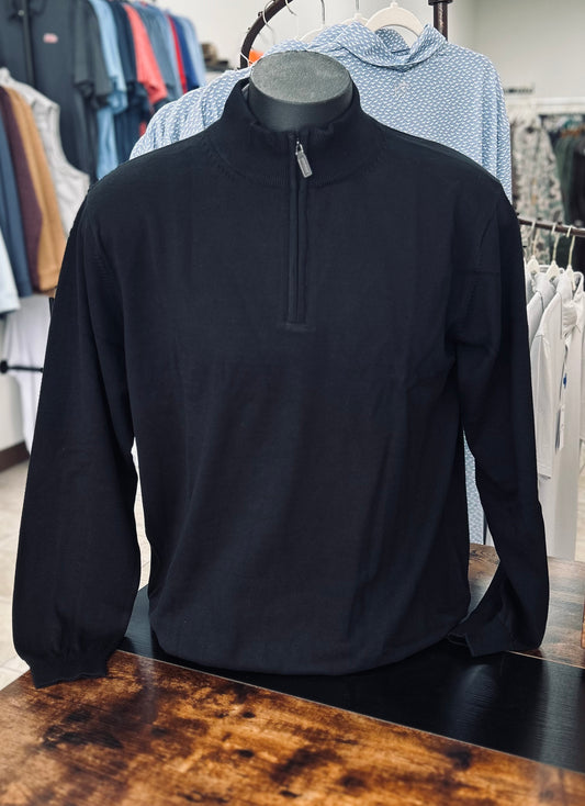 Long Sleeve Quarter Zip Sweater - Black