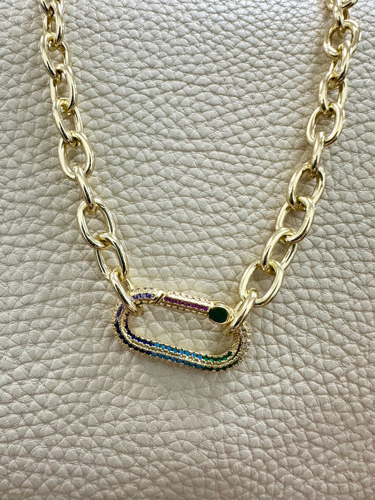 Chunky Chain Oval Clip Necklace