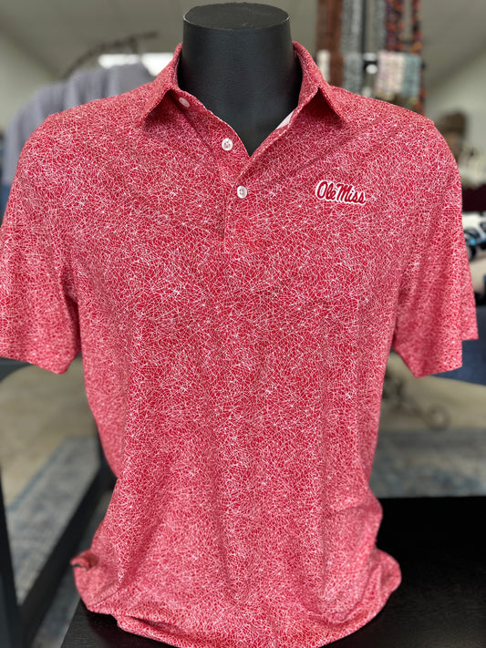 Ole Miss Red Constellation Print Polo