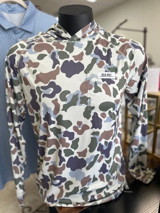 Performance Hooded Tee - Brown Duck Camo