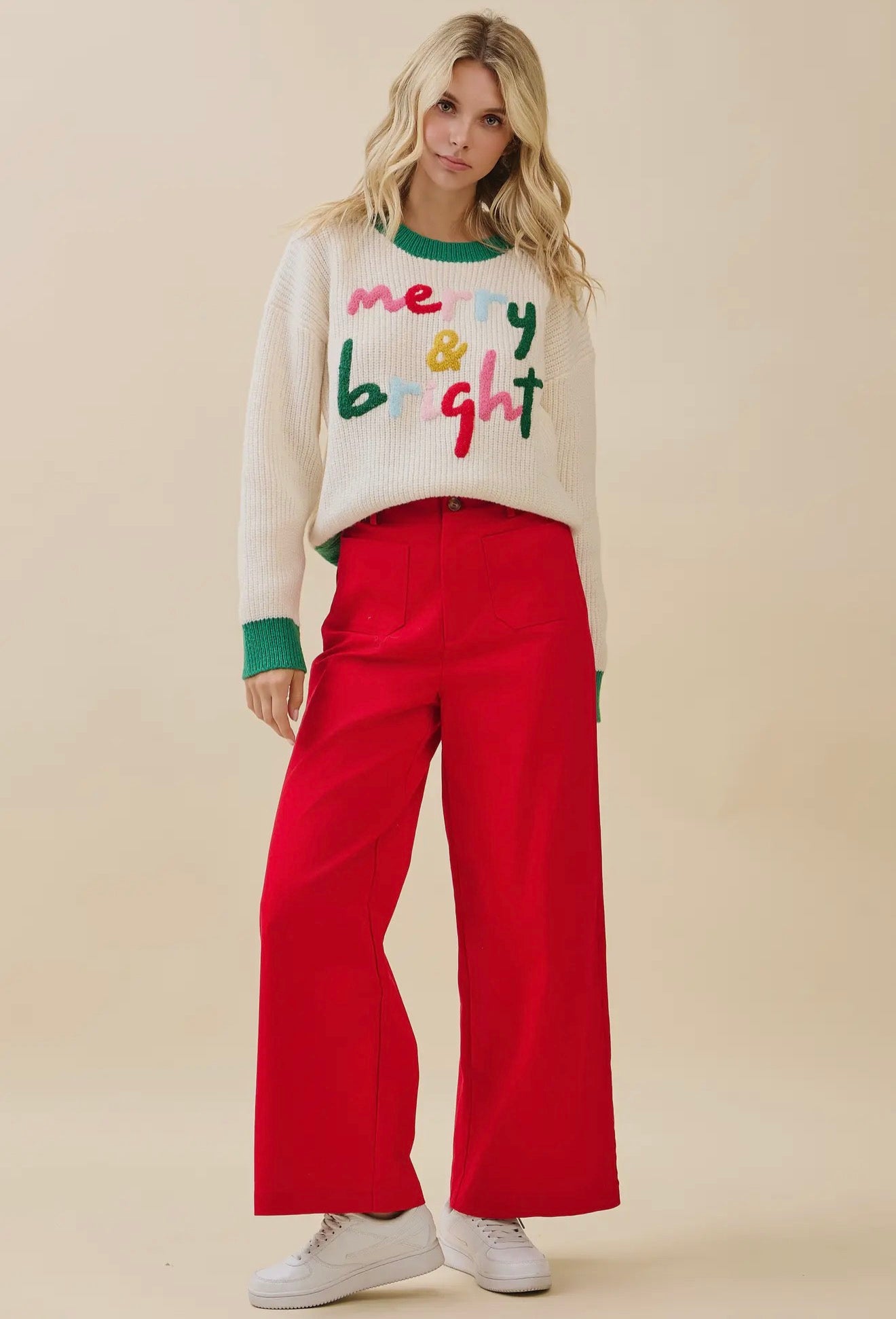 Red Wide-Leg Denim Pants
