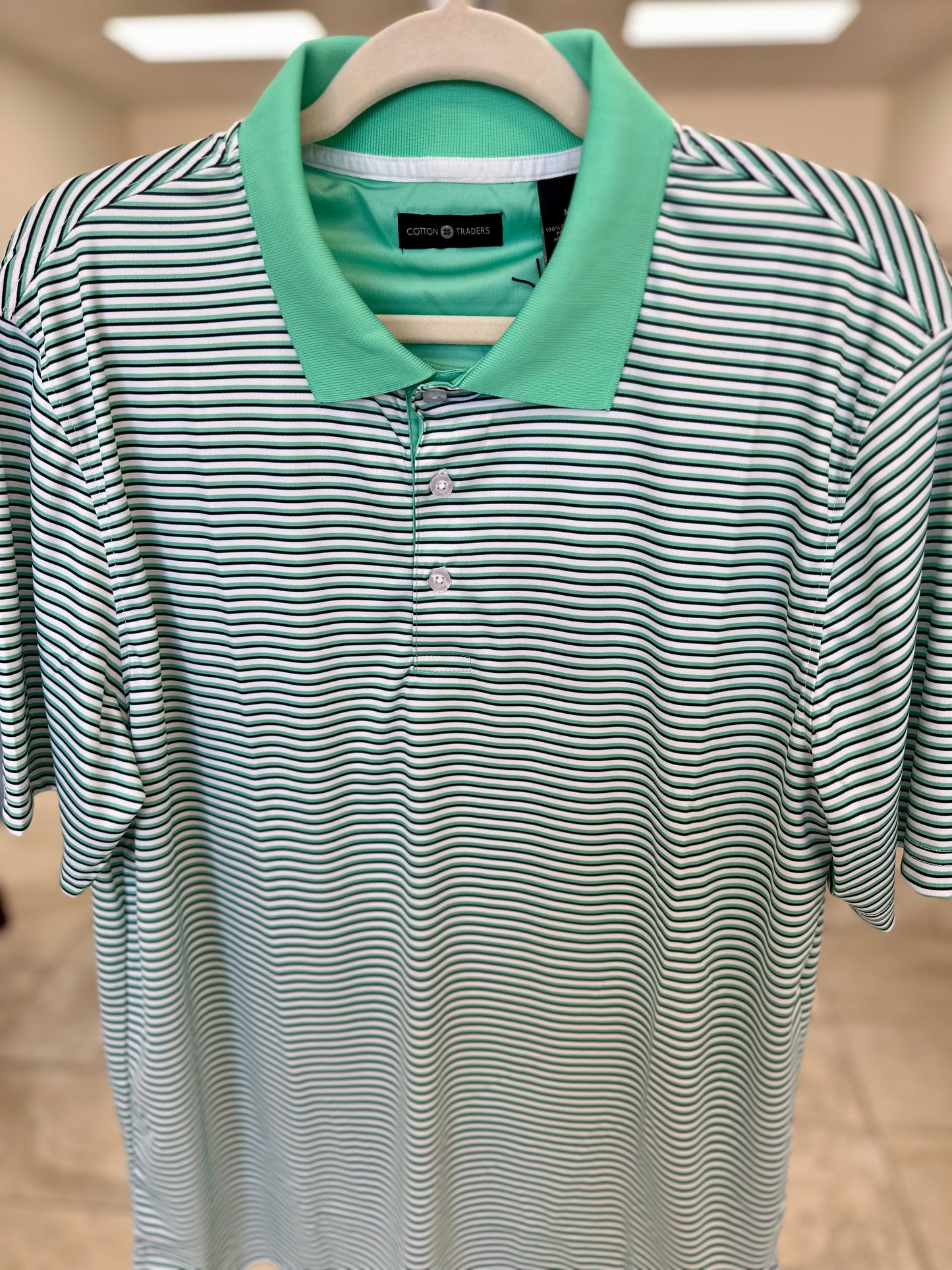 Green Stripe Performance Polo