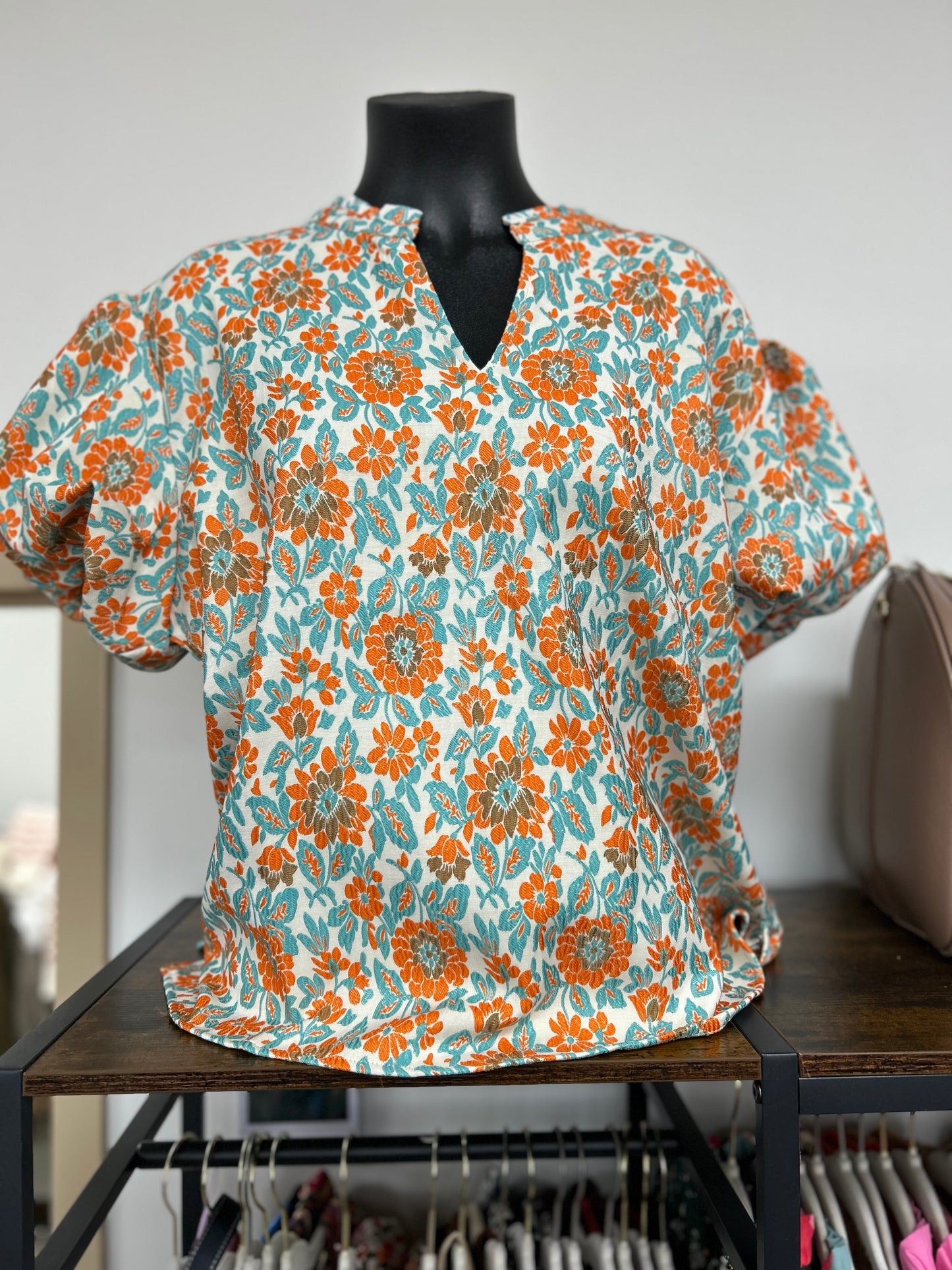 Curvy Jacquard Floral Top