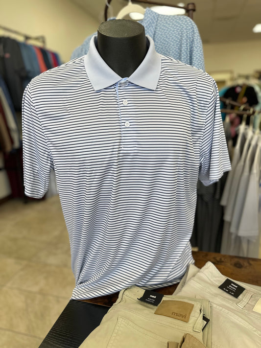 Light Blue Stripe Performance Polo