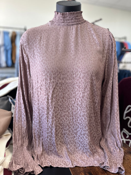 Smocked Neck Jacquard Top