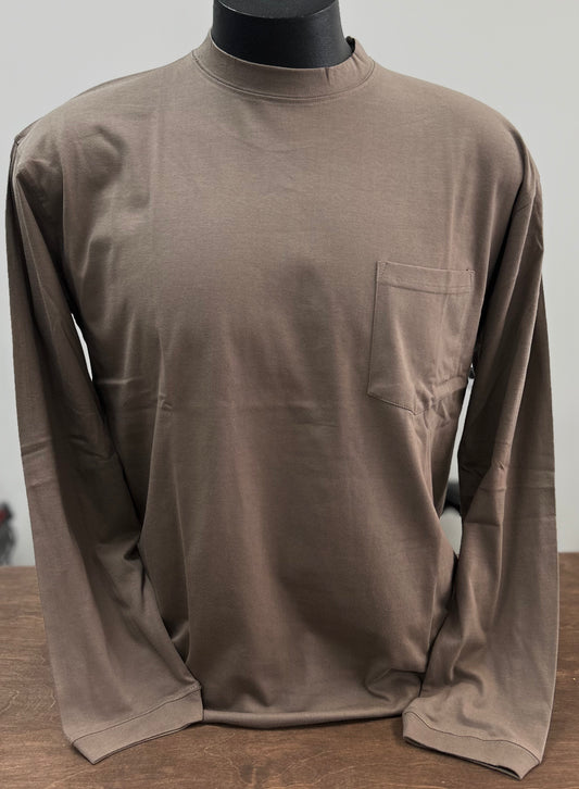 Long Sleeve Pocket Tee - Mocha