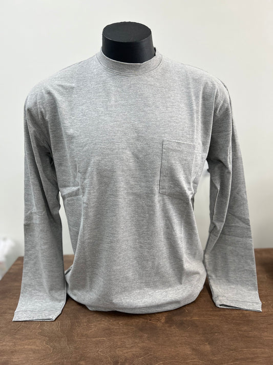 Long Sleeve Pocket Tee - Grey Heather